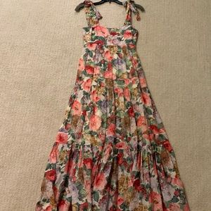 Zimmermann 2021 tie strap floral tiered maxi dress size 0